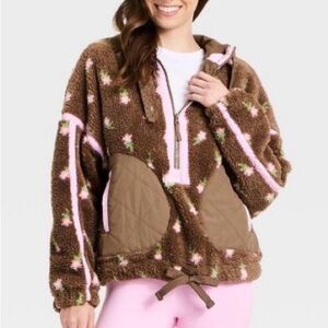 JoyLab Brown and Pink Fleece Ski Jacket
